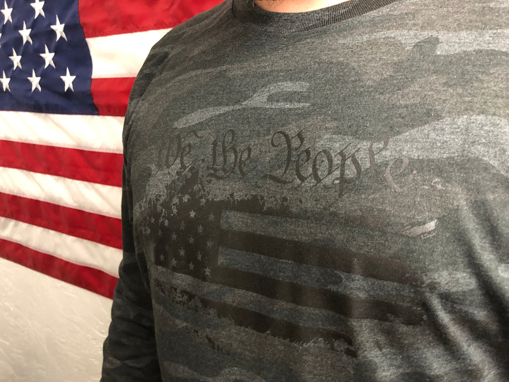 "We The People" Storm Camo American Flag